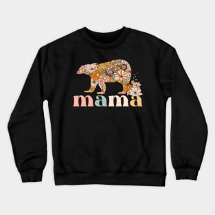 Mama with floral bear retro distressed design Crewneck Sweatshirt